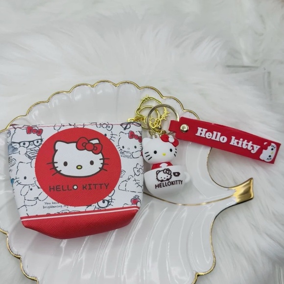 Hello Kitty Coin Purse W/ key chain and Hello Kitty Lip Smacker Keychain Bundle - Picture 2 of 7